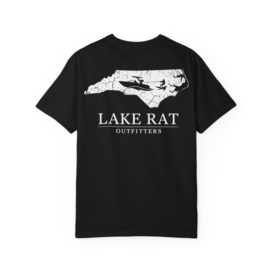 North Carolina Lake Life Wakeboard T-Shirt — Red White & Blue Wake Surf Design