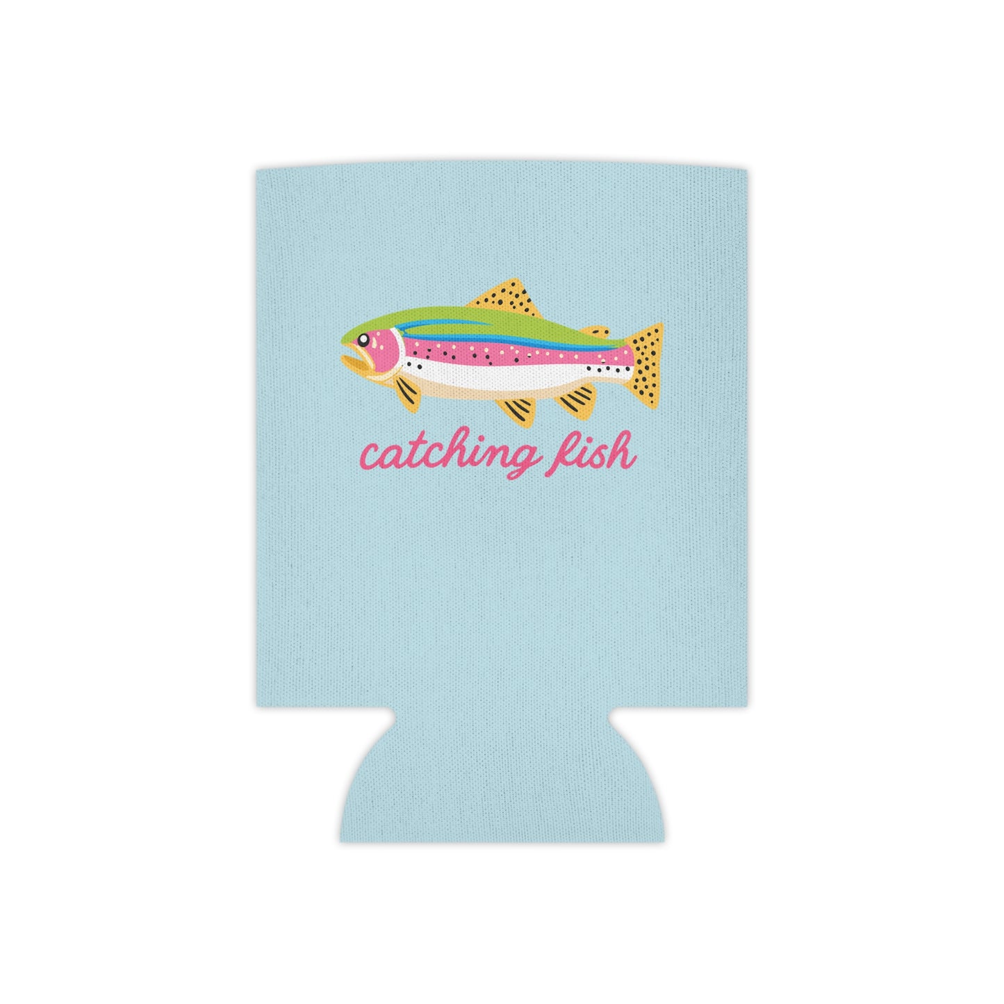Catching Fish Can Cooler – Cute Rainbow Trout Beverage Koozie