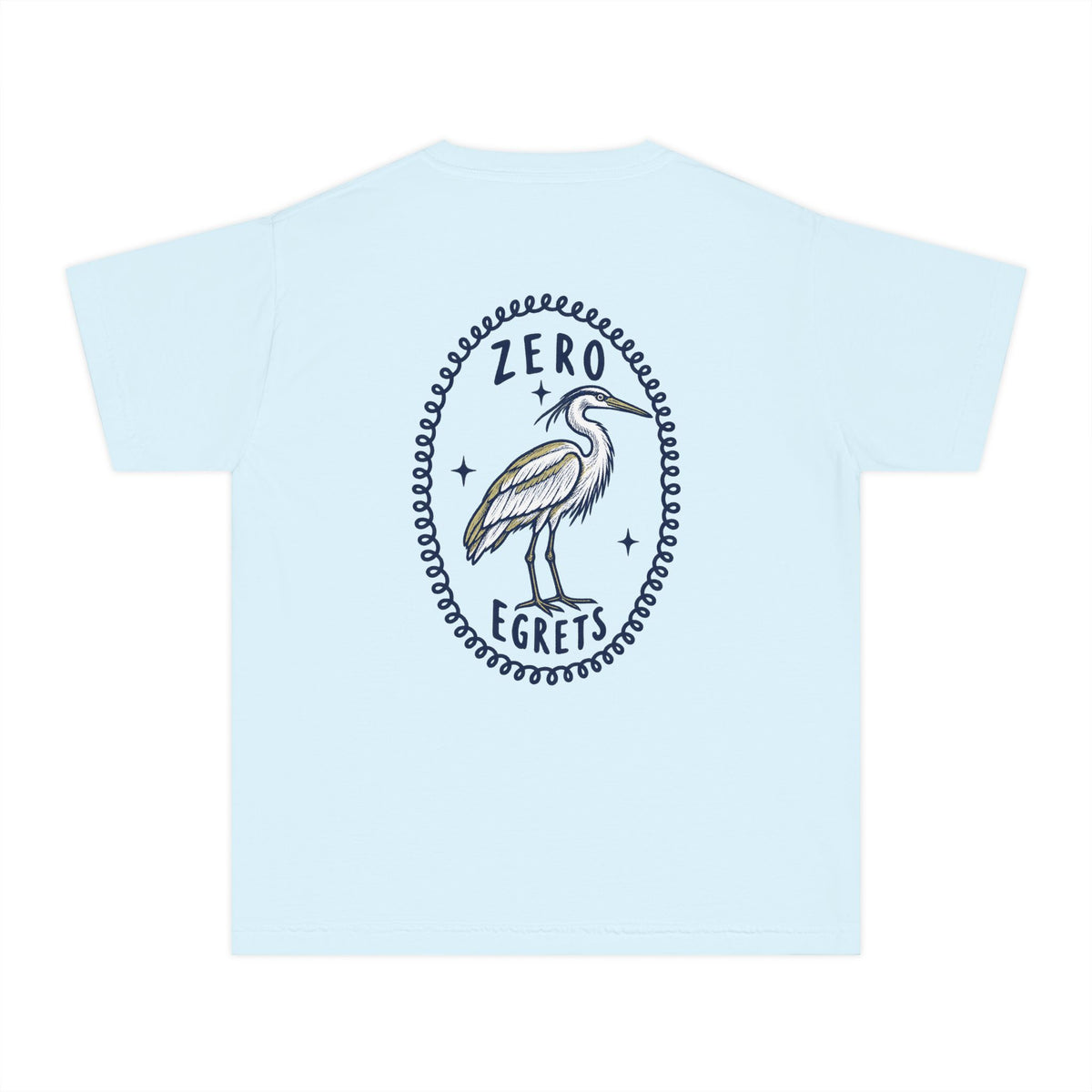 Youth Tee — "Zero Egrets" Heron Graphic