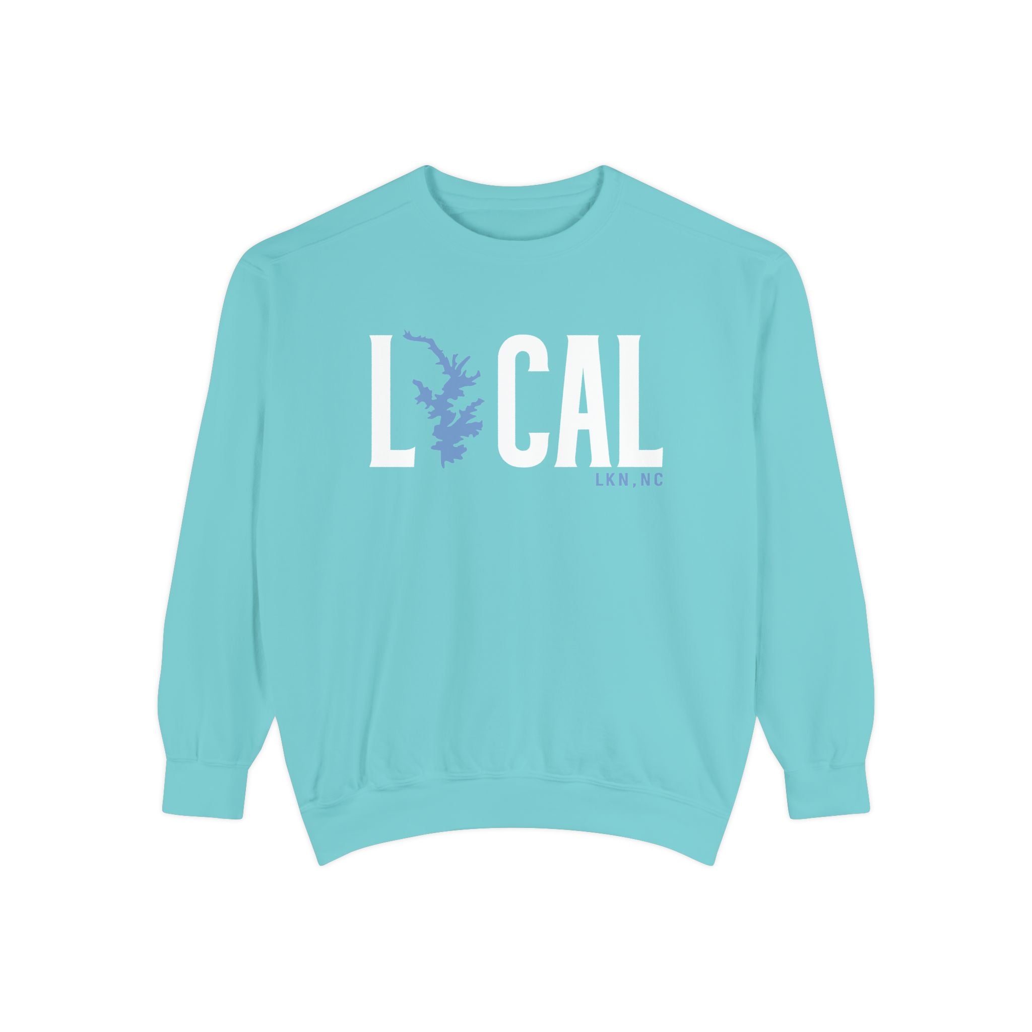 Local LKNCrewneck Sweatshirt — "LOCAL" with Lake Norman Silhouette