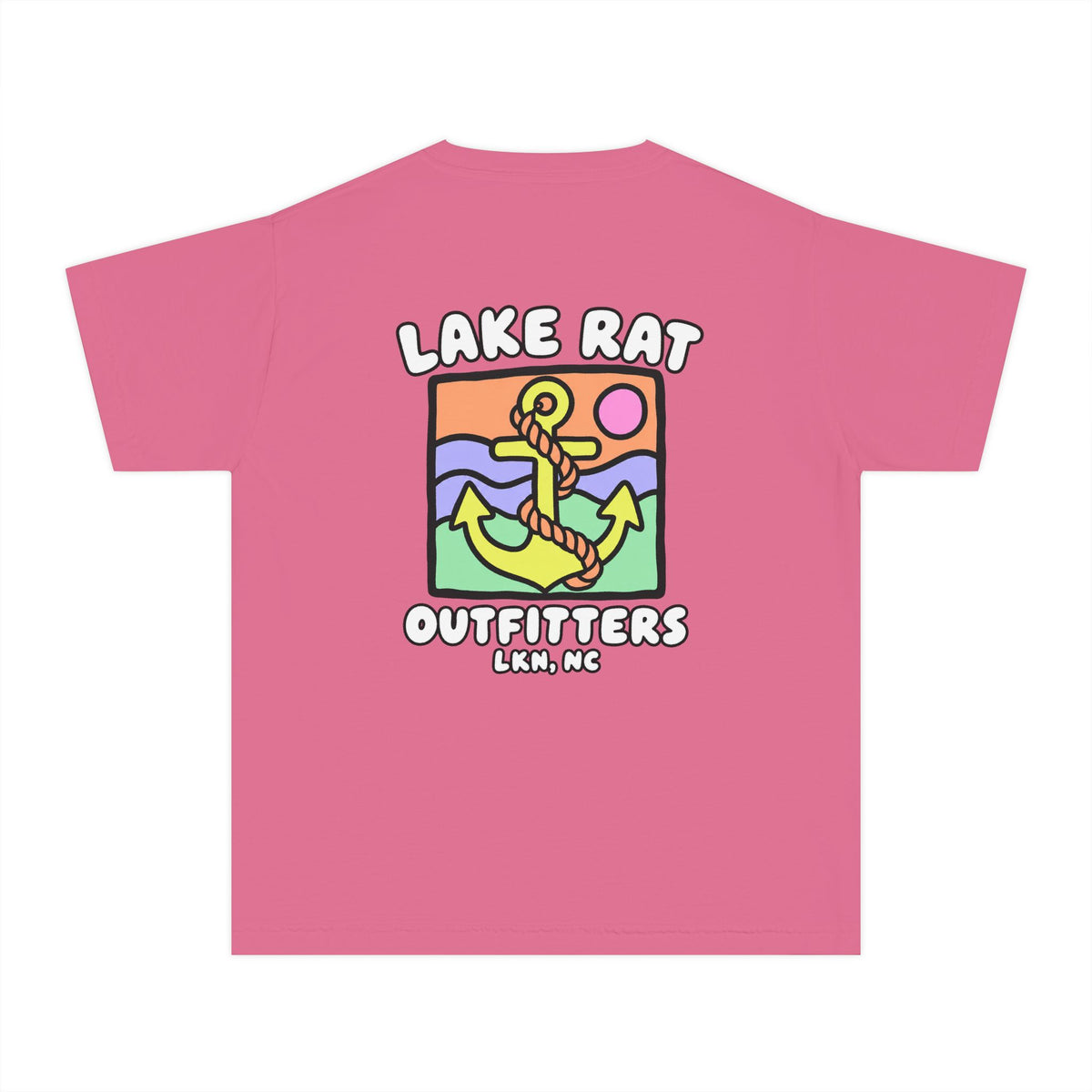 Lake Rat Outfitters Youth Tee — Colorful Anchor Lake Graphic