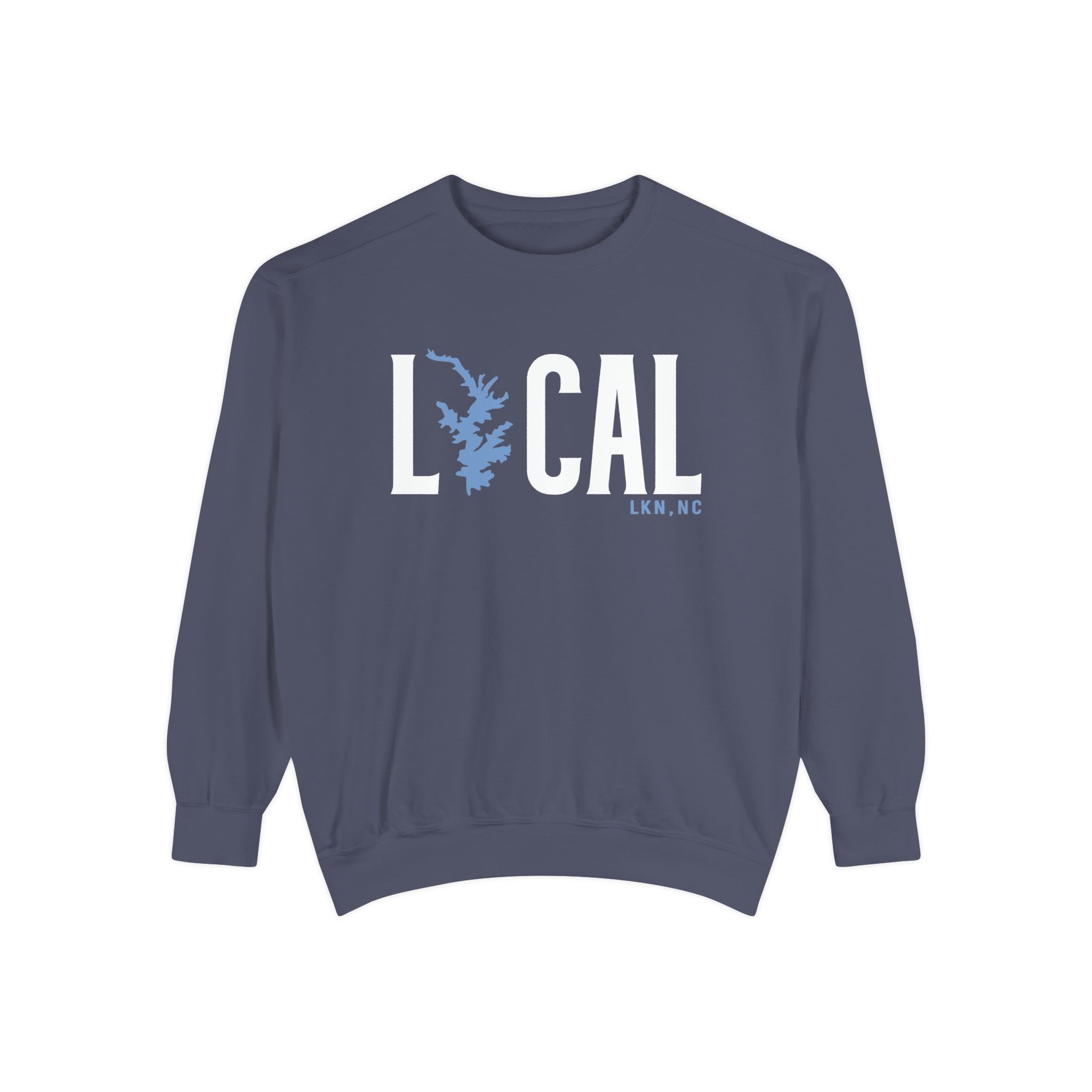 Local LKNCrewneck Sweatshirt — "LOCAL" with Lake Norman Silhouette