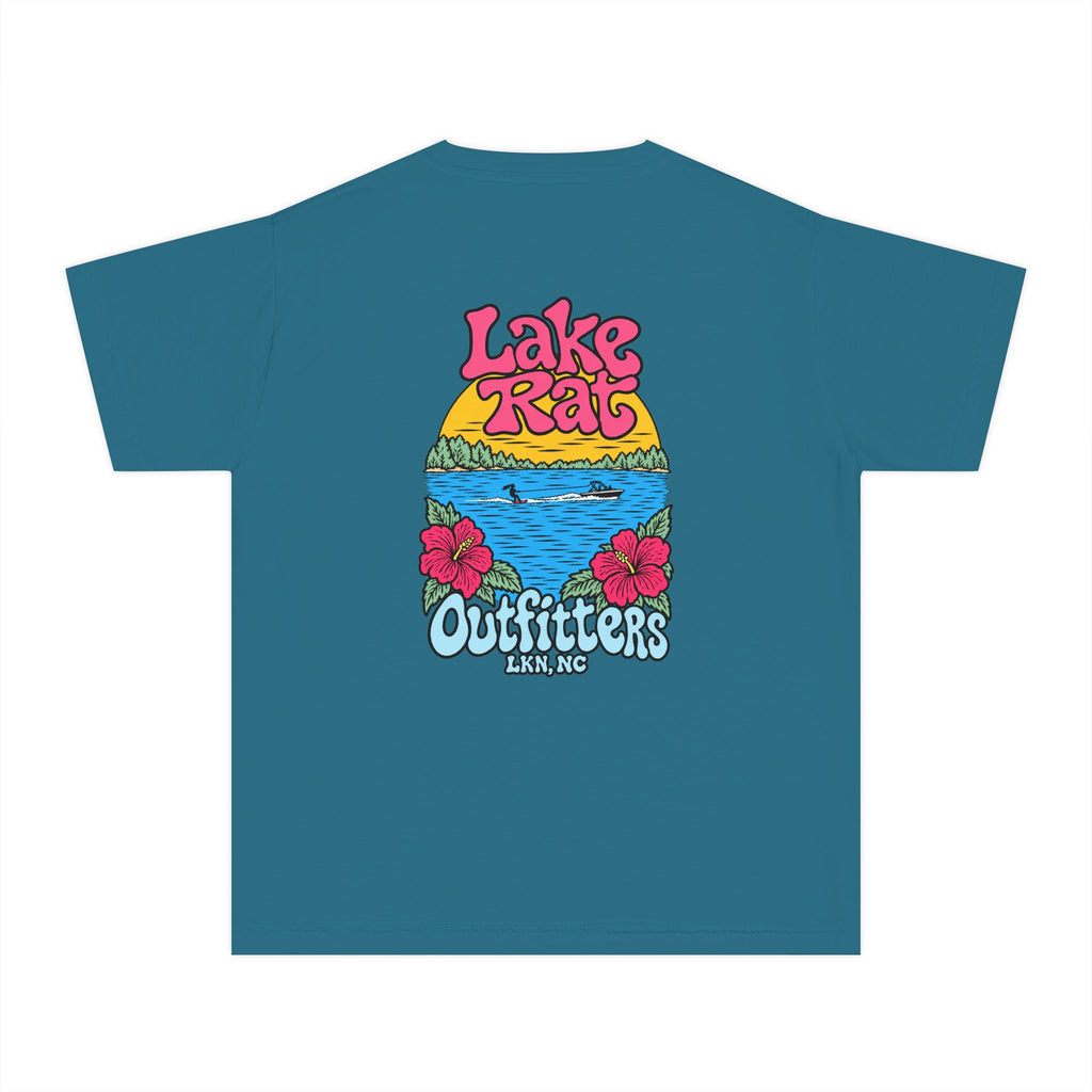 Lake Rat Outfitters Youth Tee — Retro Floral Lake Graphic