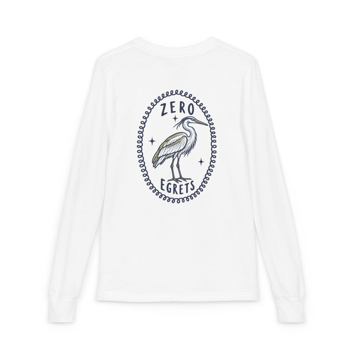 Youth Long Sleeve Tee — "Zero Egrets" Heron Graphic