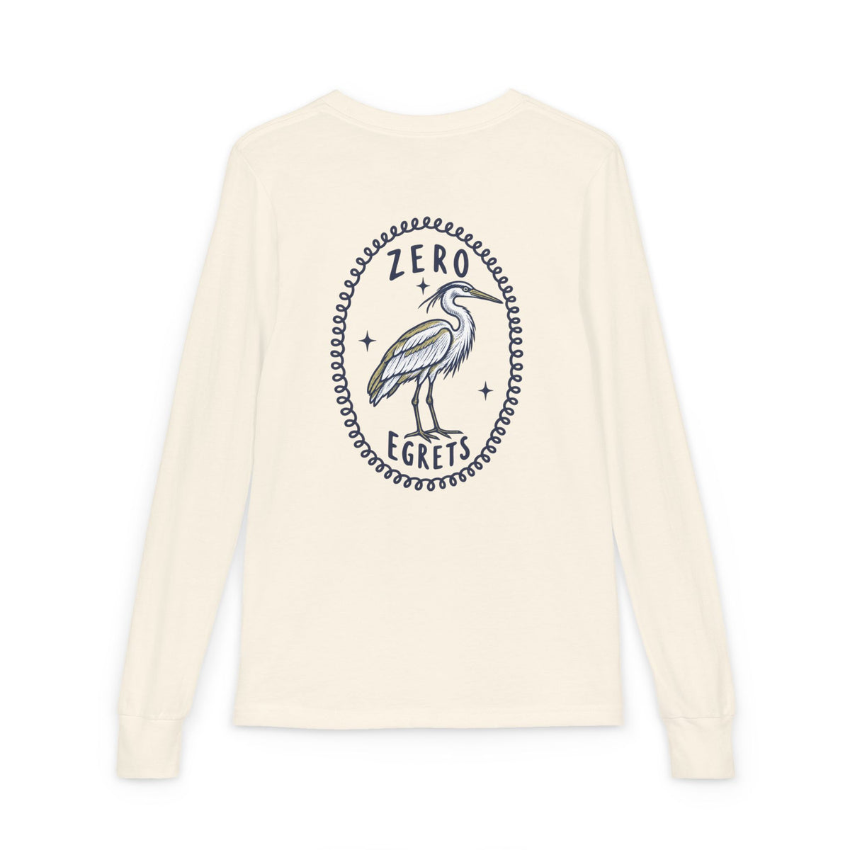 Youth Long Sleeve Tee — "Zero Egrets" Heron Graphic