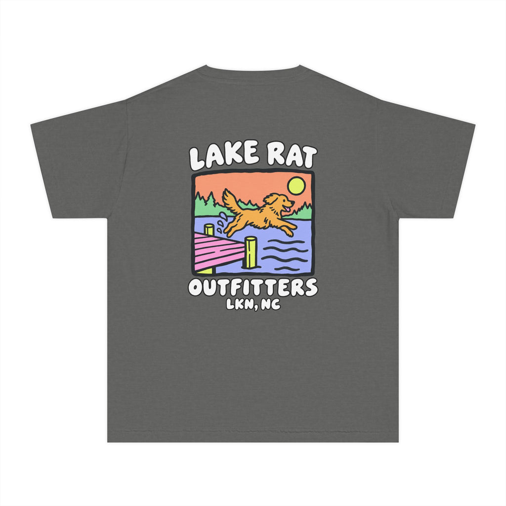 Lake Rat Outfitters Youth Tee — Retro Lake Dog Graphic