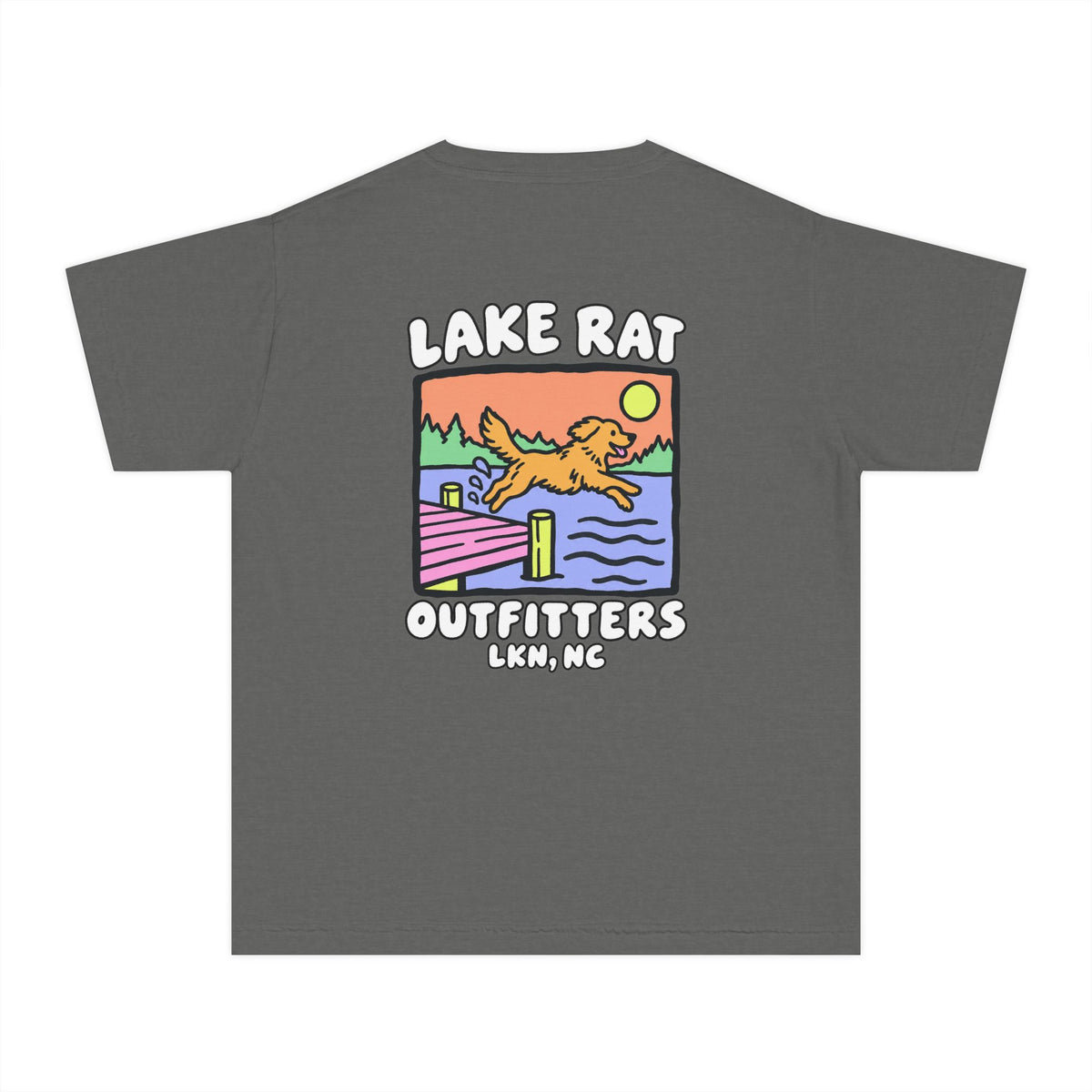 Lake Rat Outfitters Youth Tee — Retro Lake Dog Graphic
