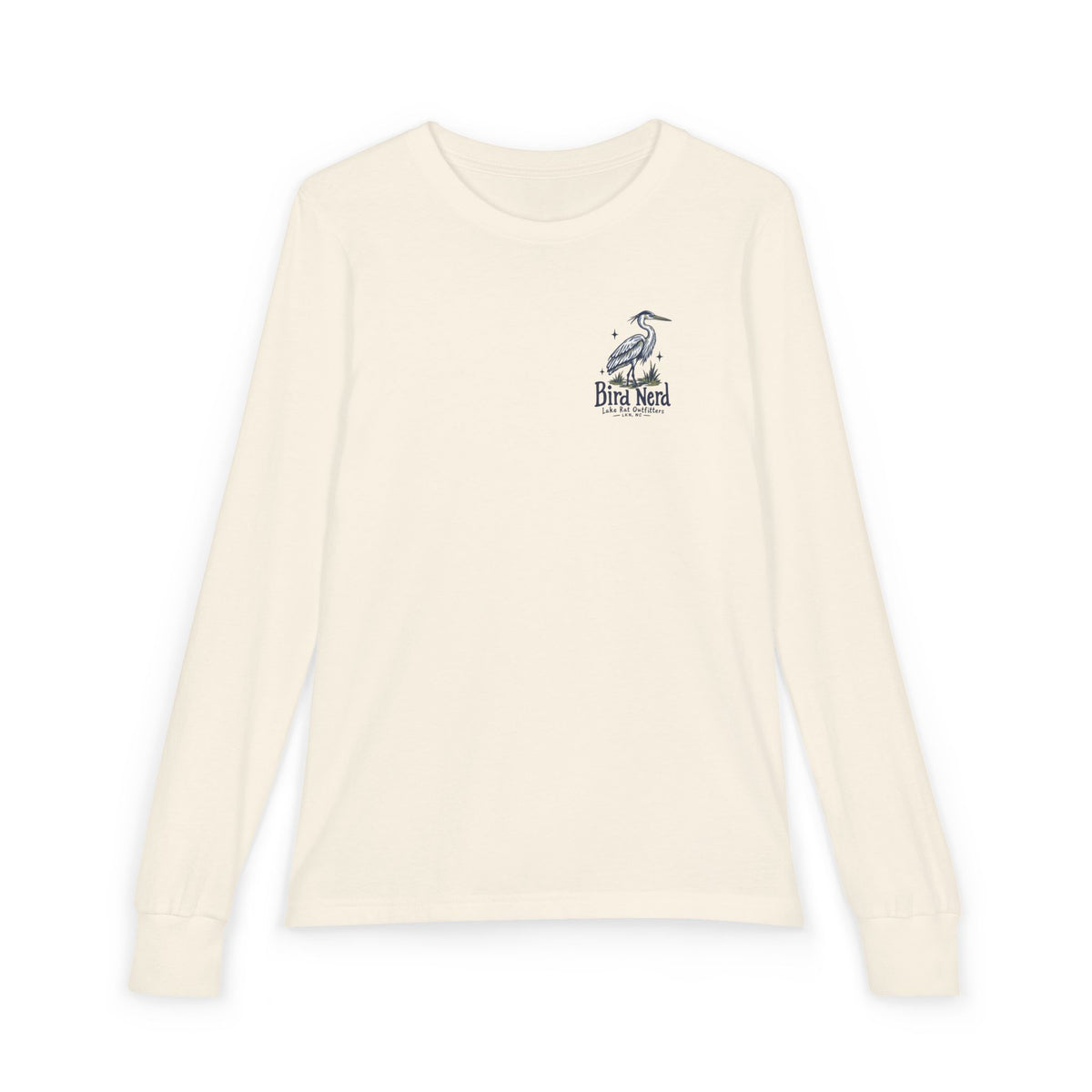 Youth Long Sleeve Tee — "Zero Egrets" Heron Graphic