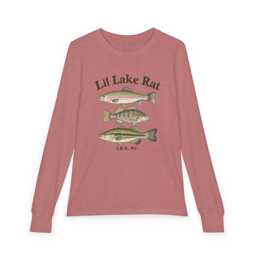 Youth Long Sleeve Tee — "Lil Lake Rat" Vintage Fish Graphic (Lake Life)