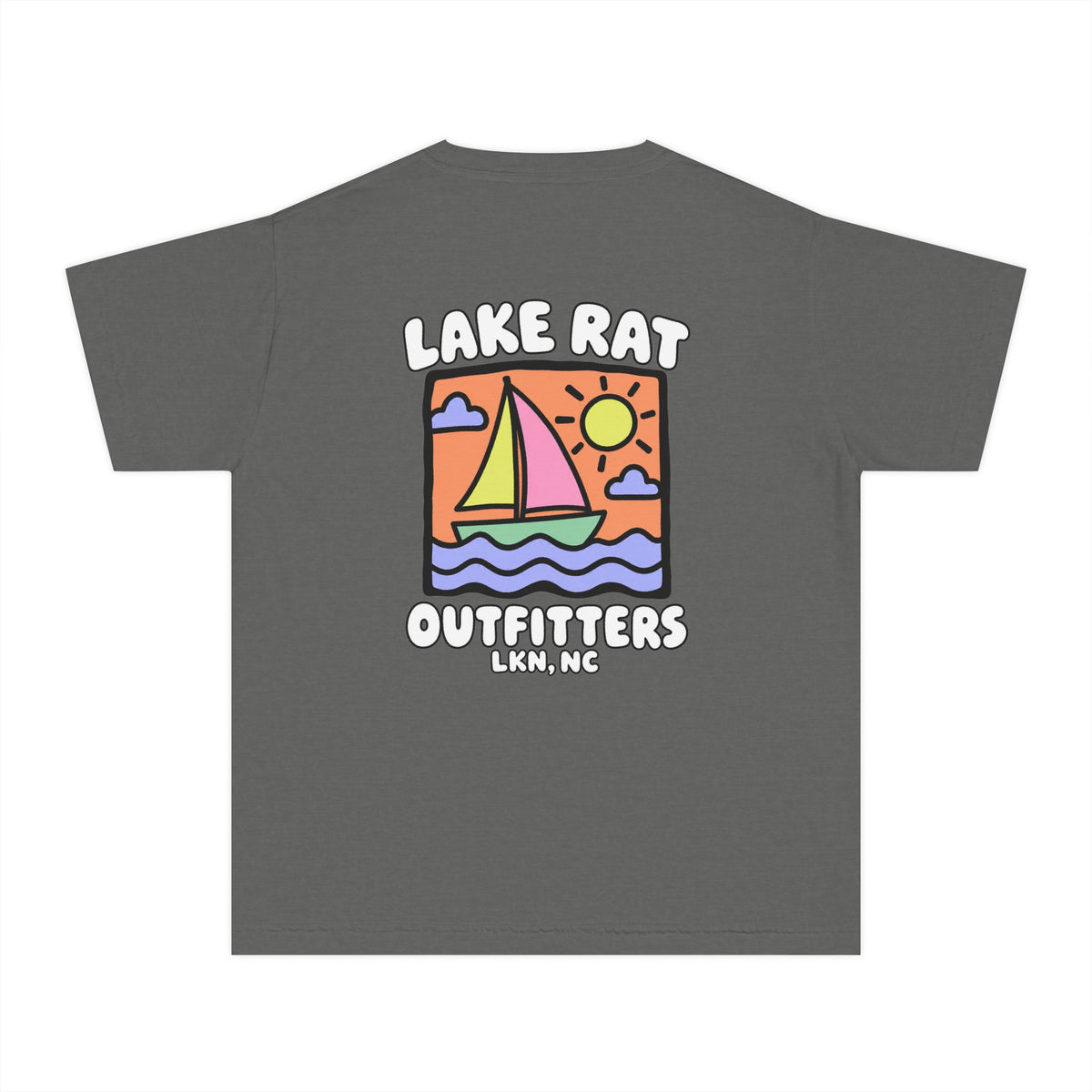 Lake Rat Outfitters Youth Tee — Colorful Sailboat Summer Shirt
