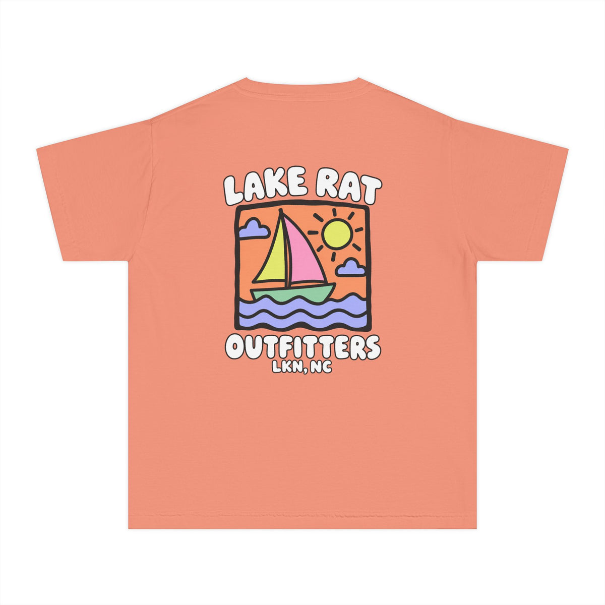 Lake Rat Outfitters Youth Tee — Colorful Sailboat Summer Shirt