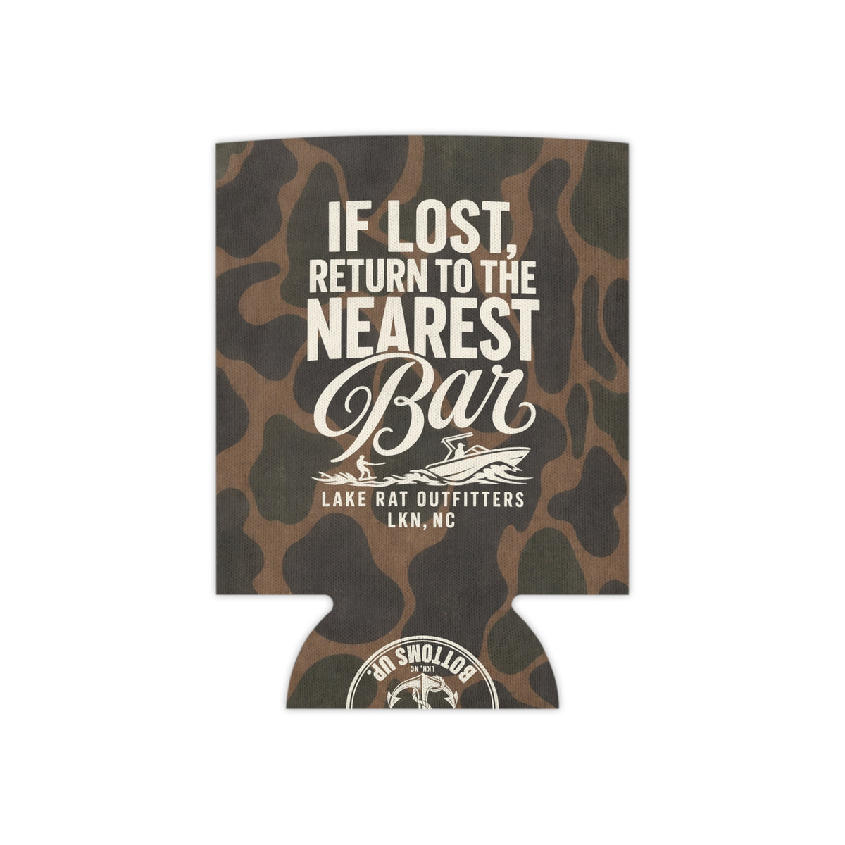 Can Cooler - “If Lost Return to the Nearest Bar” Camo Can Koozie