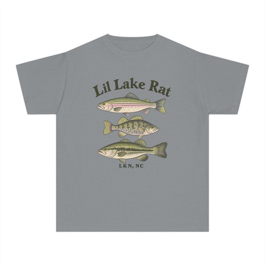 Lil Lake Rat Kids Tee — Youth Fishing Shirt with Fish Trio (LKN, NC)