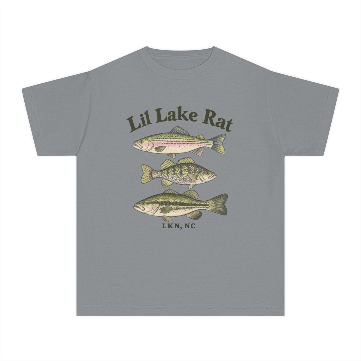 Lil Lake Rat Kids Tee — Youth Fishing Shirt with Fish Trio (LKN, NC)