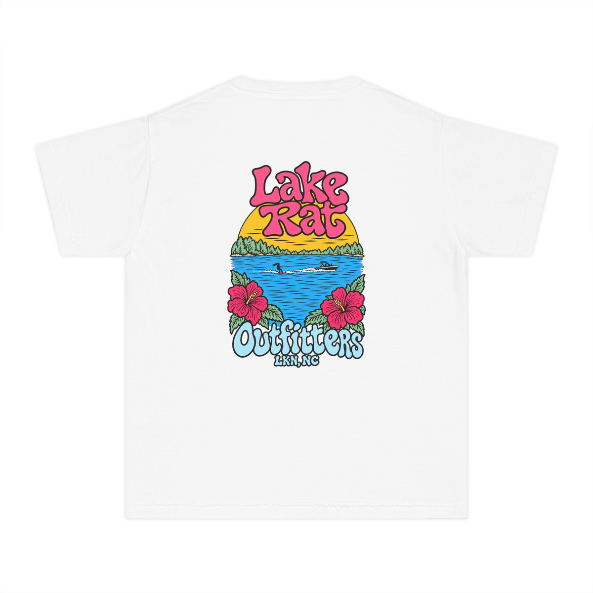Lake Rat Outfitters Youth Tee — Retro Floral Lake Graphic