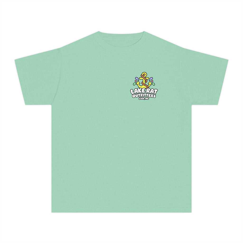 Lake Rat Outfitters Youth Tee — Colorful Anchor Lake Graphic