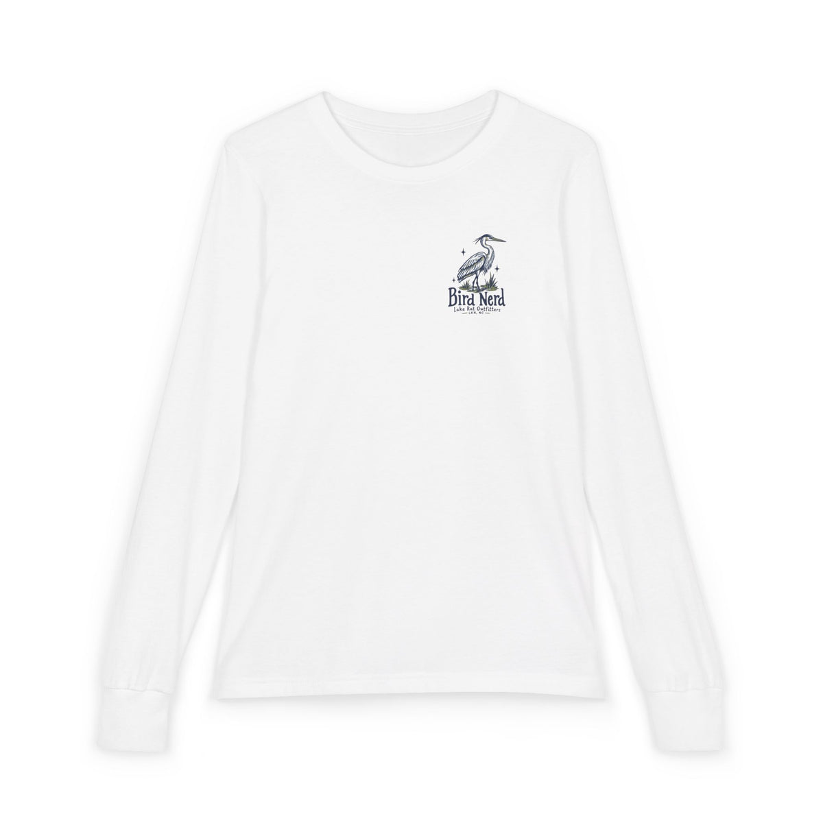 Youth Long Sleeve Tee — "Zero Egrets" Heron Graphic