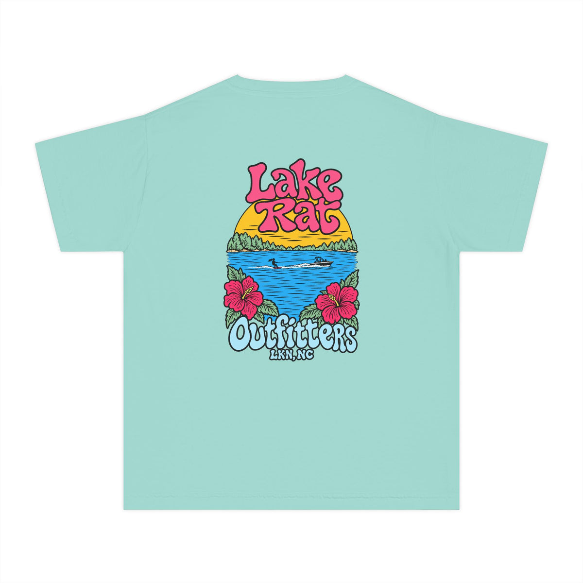 Lake Rat Outfitters Youth Tee — Retro Floral Lake Graphic
