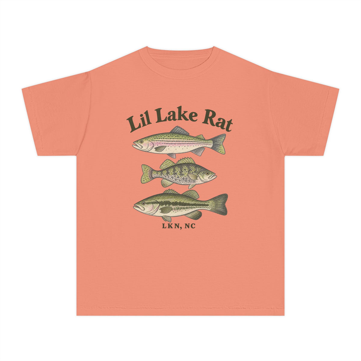 Lil Lake Rat Kids Tee — Youth Fishing Shirt with Fish Trio (LKN, NC)
