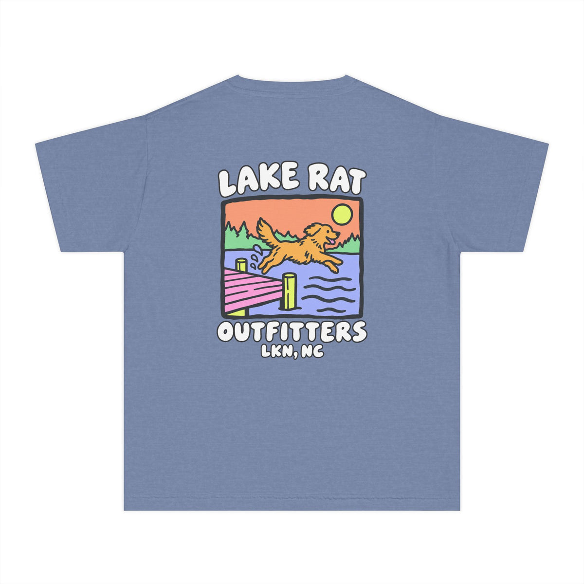 Lake Rat Outfitters Youth Tee — Retro Lake Dog Graphic