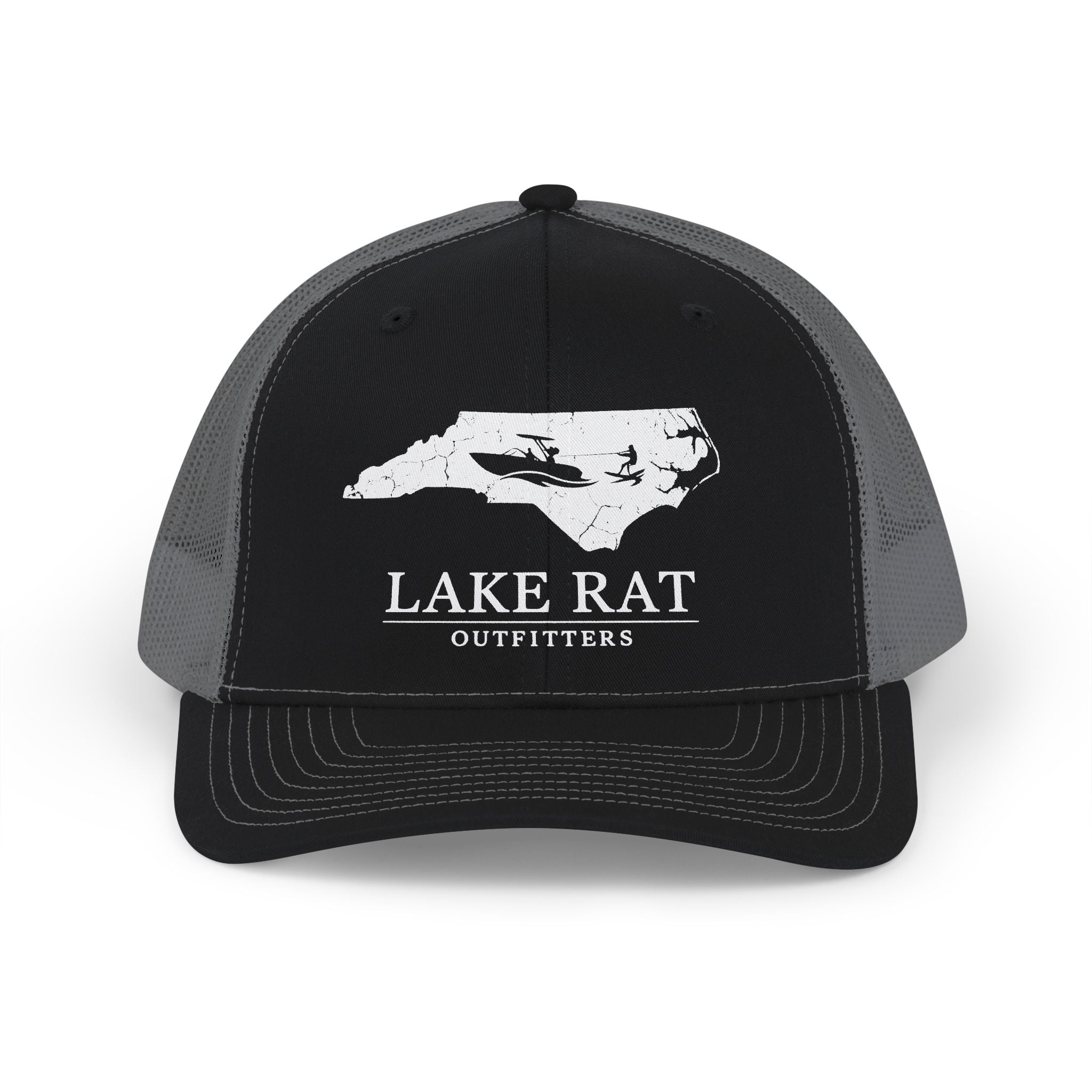 Lake Rat NC Wake Boat Snapback Trucker Cap — NC Silhouette Hat
