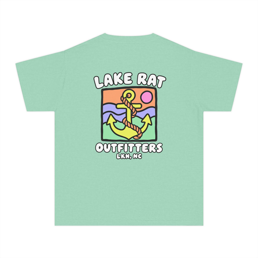 Lake Rat Outfitters Youth Tee — Colorful Anchor Lake Graphic