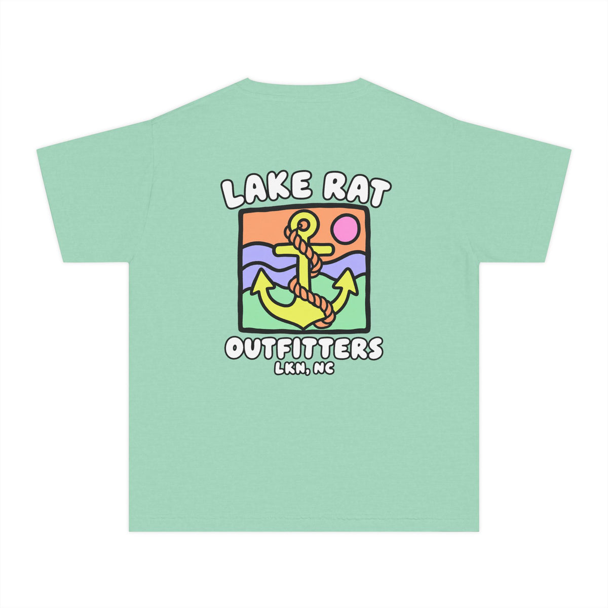 Lake Rat Outfitters Youth Tee — Colorful Anchor Lake Graphic