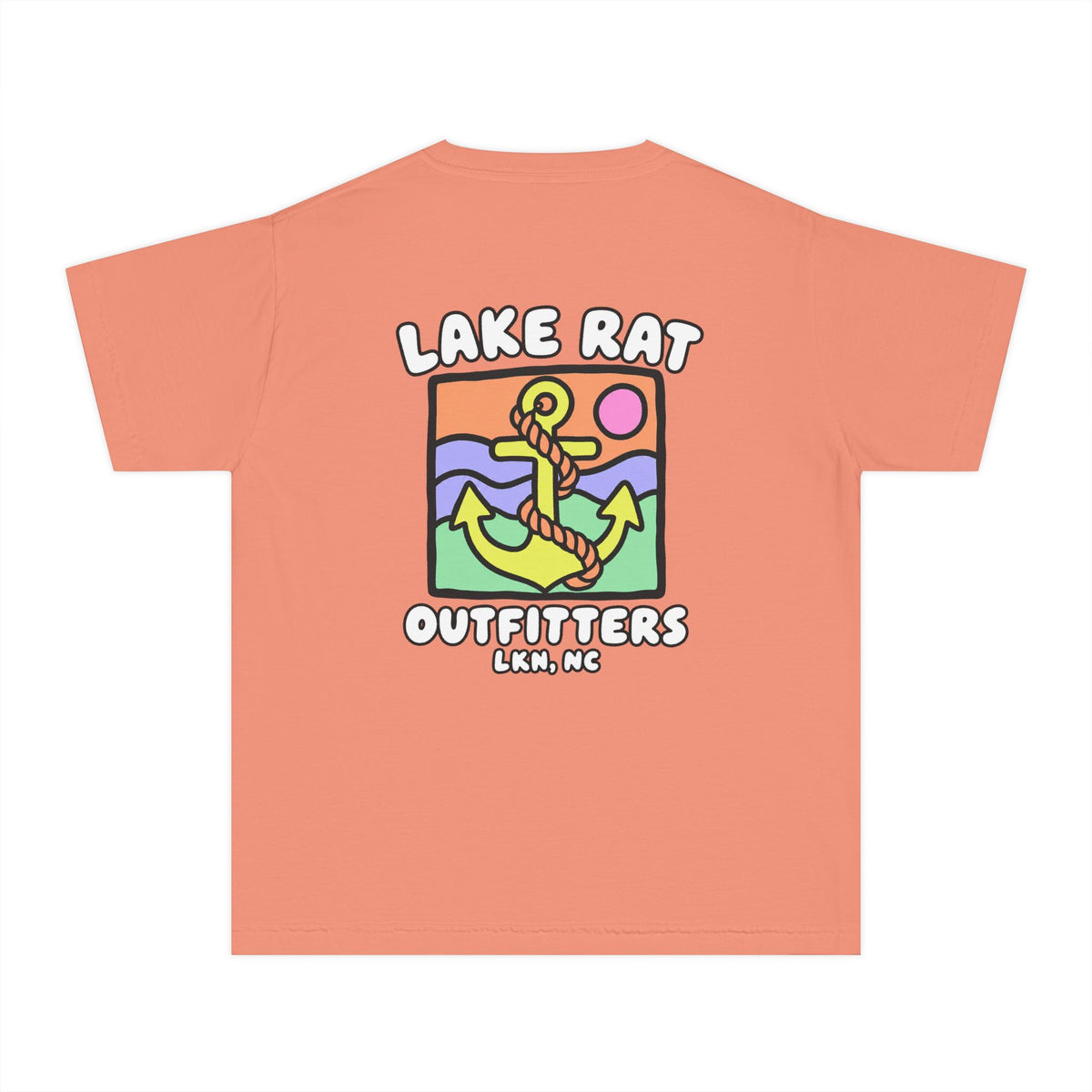 Lake Rat Outfitters Youth Tee — Colorful Anchor Lake Graphic