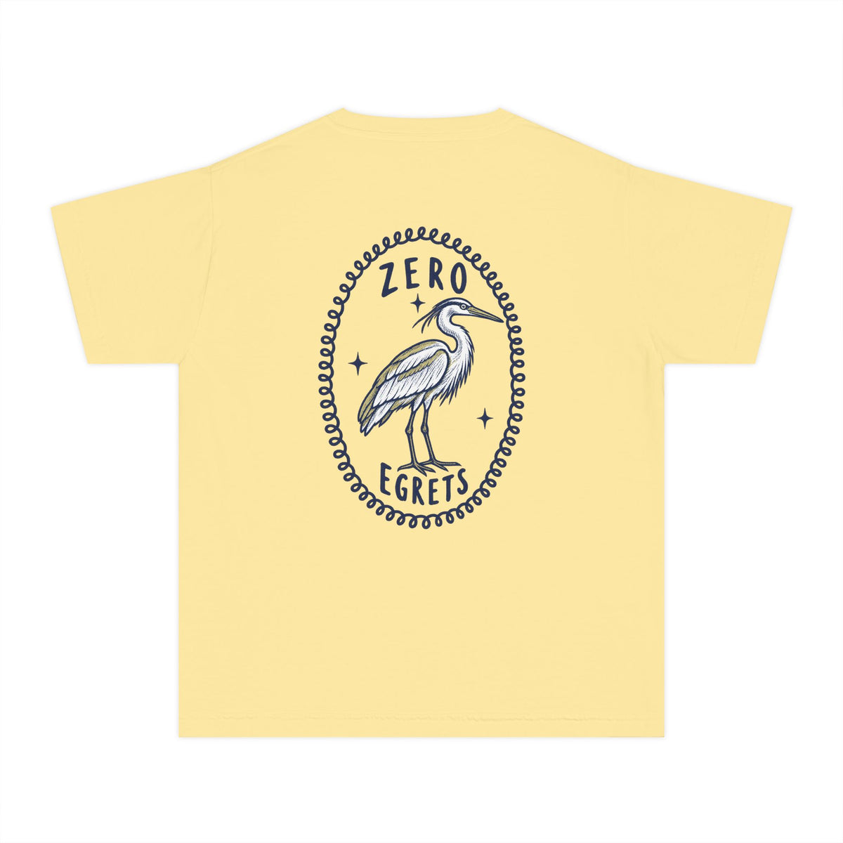 Youth Tee — "Zero Egrets" Heron Graphic