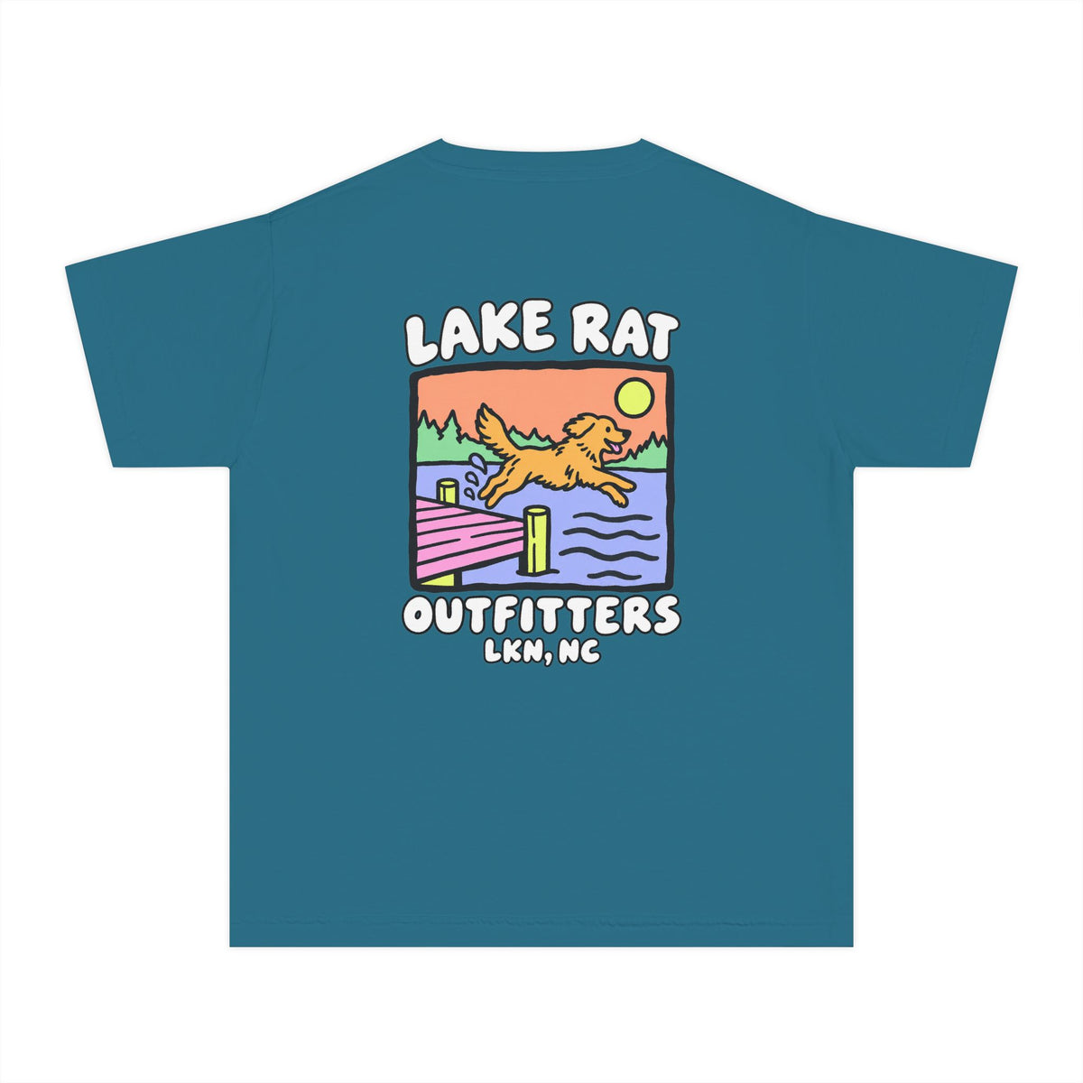 Lake Rat Outfitters Youth Tee — Retro Lake Dog Graphic