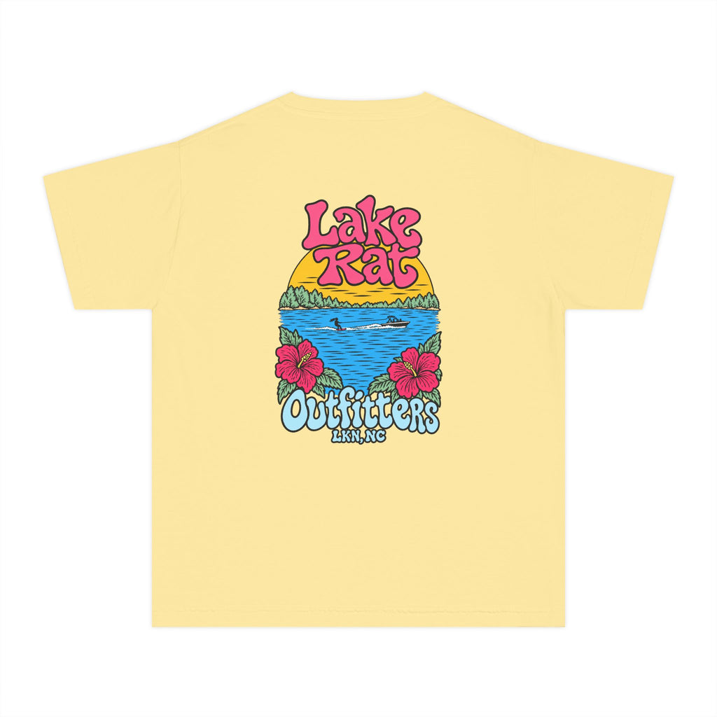 Lake Rat Outfitters Youth Tee — Retro Floral Lake Graphic