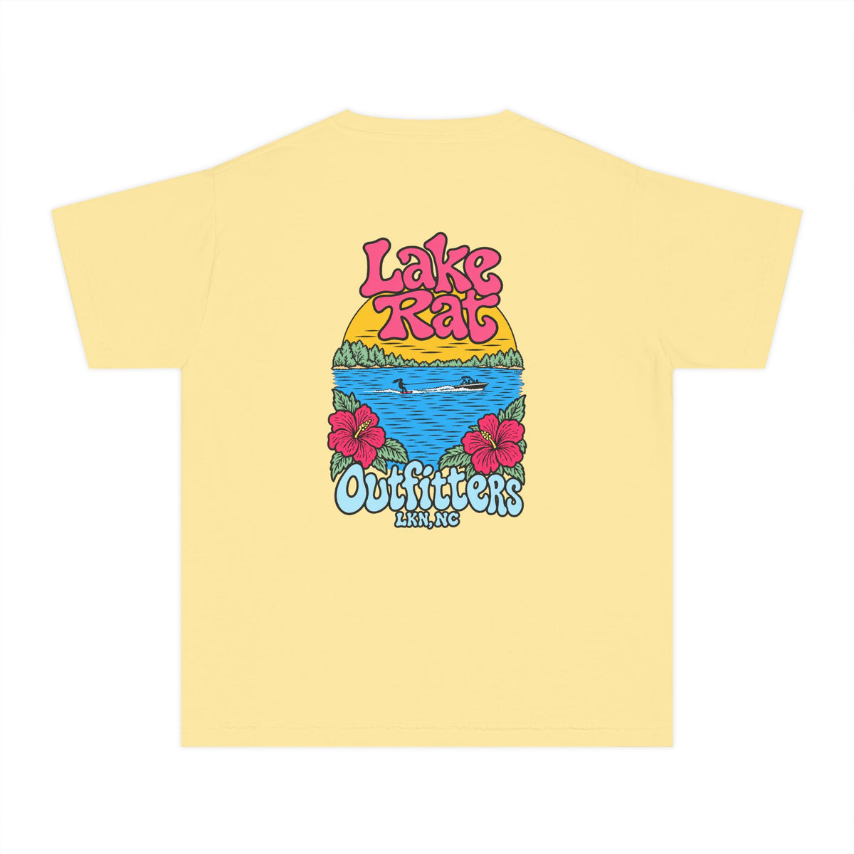 Lake Rat Outfitters Youth Tee — Retro Floral Lake Graphic