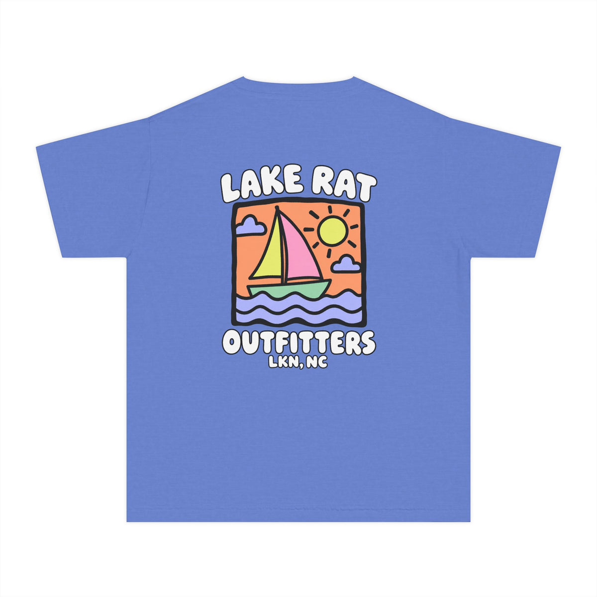 Lake Rat Outfitters Youth Tee — Colorful Sailboat Summer Shirt