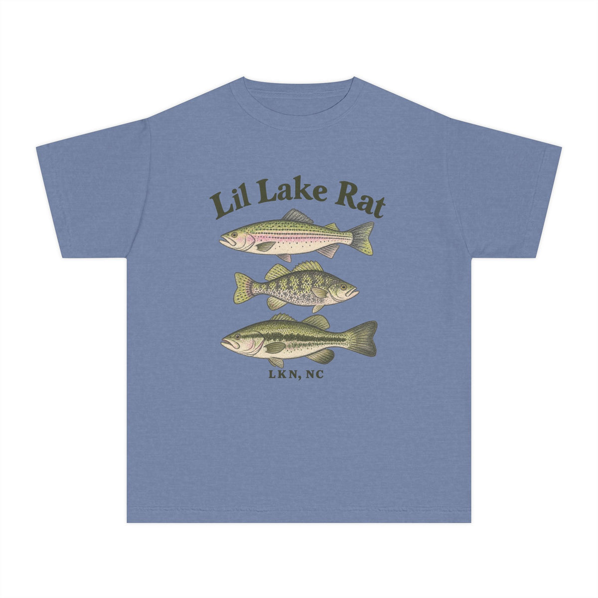 Lil Lake Rat Kids Tee — Youth Fishing Shirt with Fish Trio (LKN, NC)
