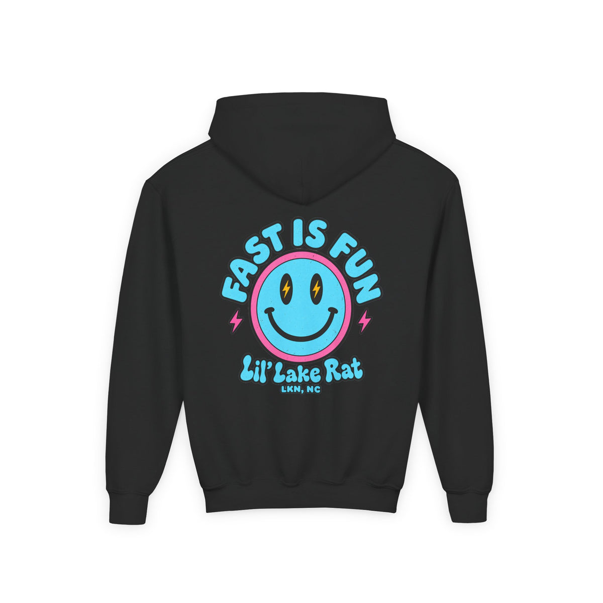 Youth Hoodie — "Fast Is Fun" Lil' Lake Rat Smiley Logo