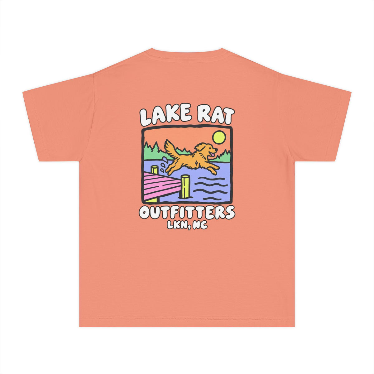 Lake Rat Outfitters Youth Tee — Retro Lake Dog Graphic