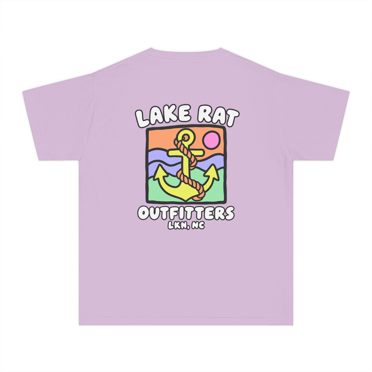 Lake Rat Outfitters Youth Tee — Colorful Anchor Lake Graphic