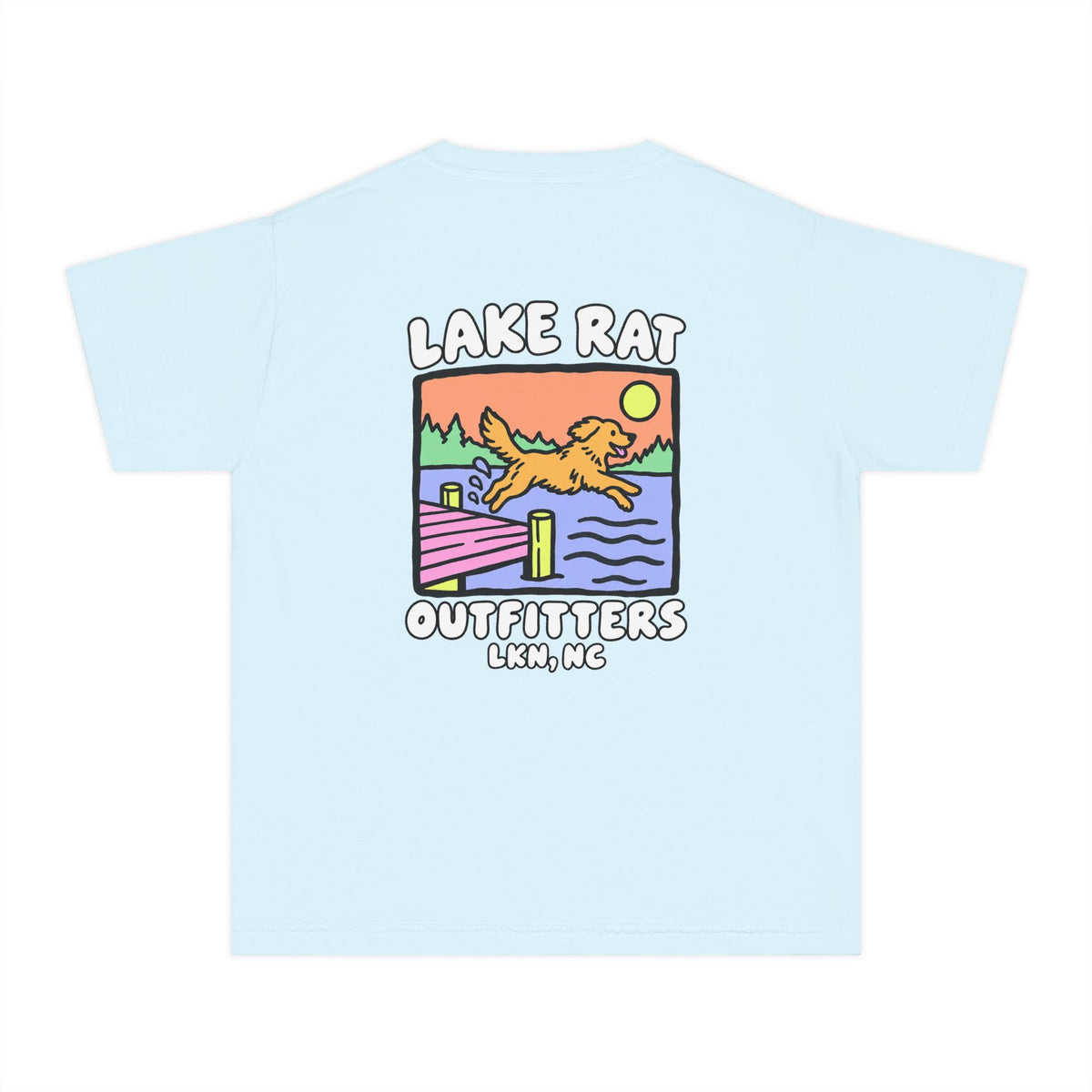 Lake Rat Outfitters Youth Tee — Retro Lake Dog Graphic