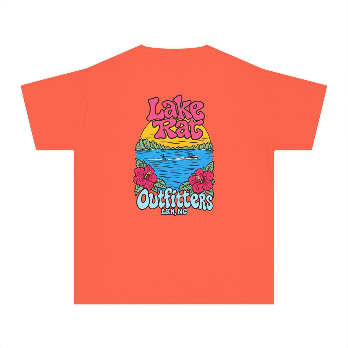 Lake Rat Outfitters Youth Tee — Retro Floral Lake Graphic