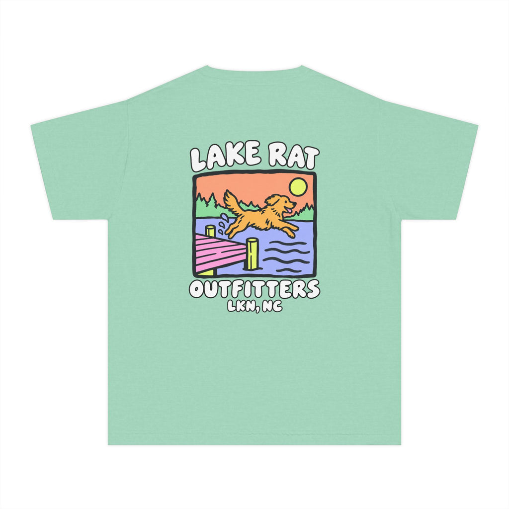 Lake Rat Outfitters Youth Tee — Retro Lake Dog Graphic