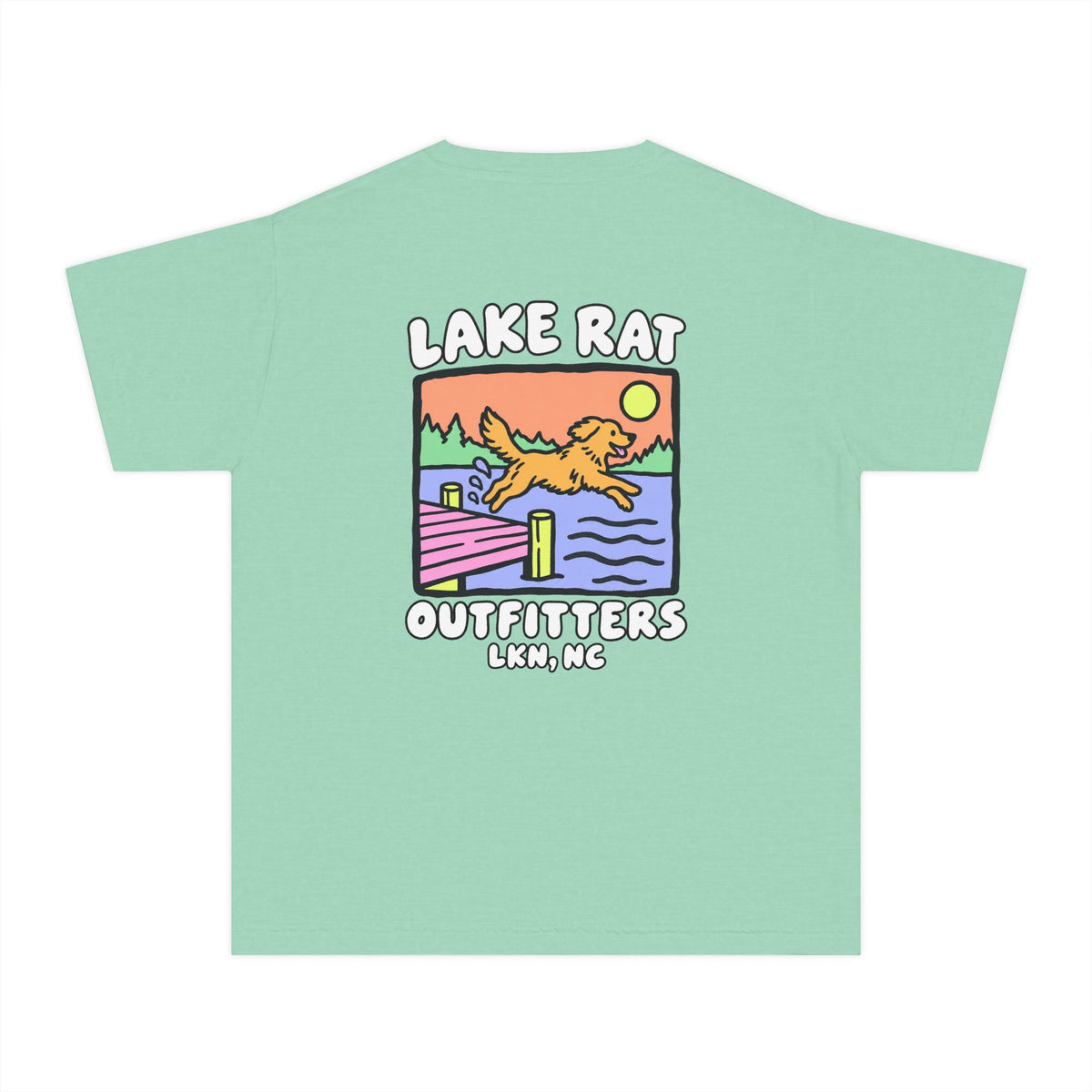Lake Rat Outfitters Youth Tee — Retro Lake Dog Graphic