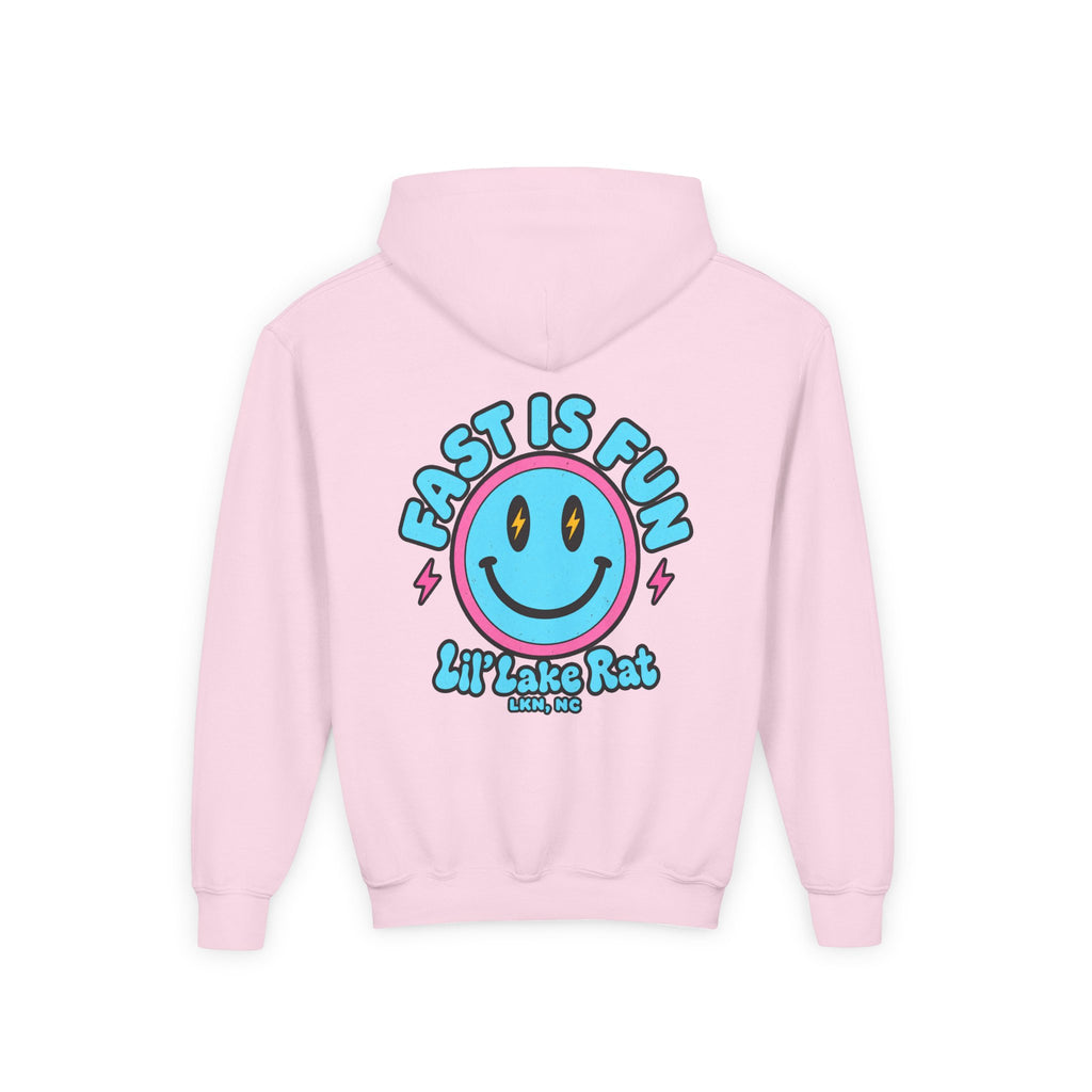 Youth Hoodie — "Fast Is Fun" Lil' Lake Rat Smiley Logo