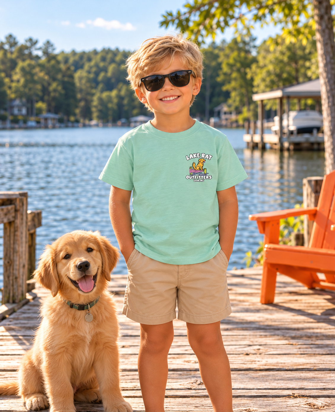 Lake Rat Outfitters Youth Tee — Retro Lake Dog Graphic