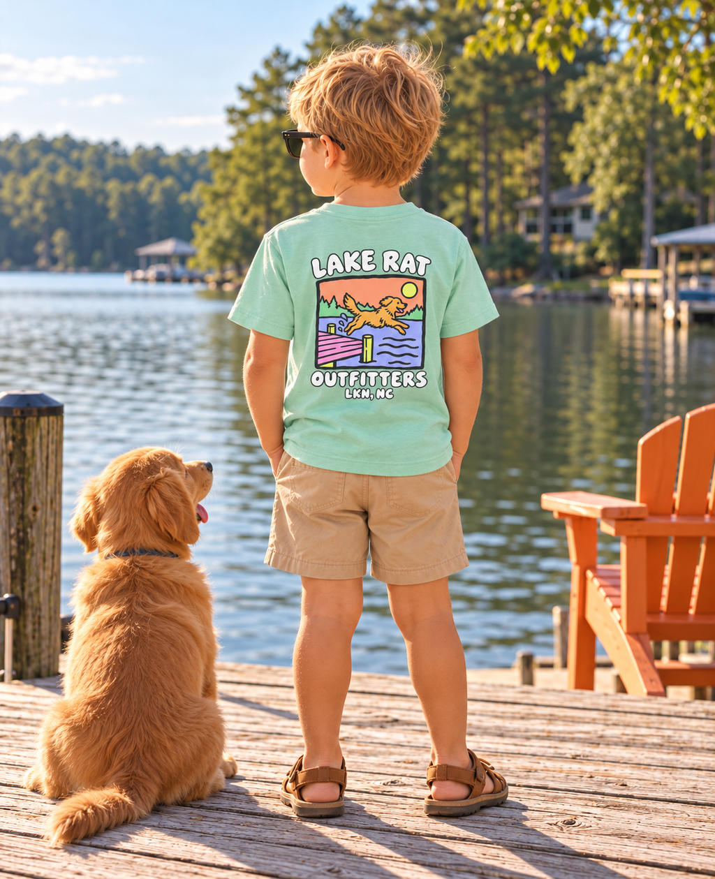 Lake Rat Outfitters Youth Tee — Retro Lake Dog Graphic