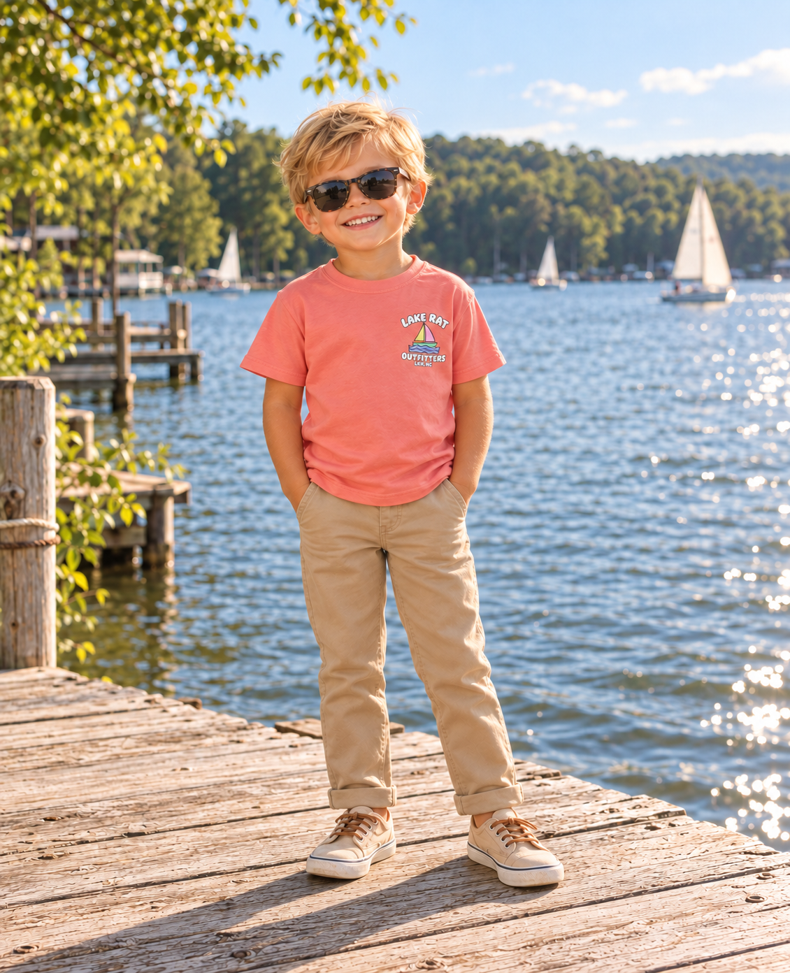 Lake Rat Outfitters Youth Tee — Colorful Sailboat Summer Shirt