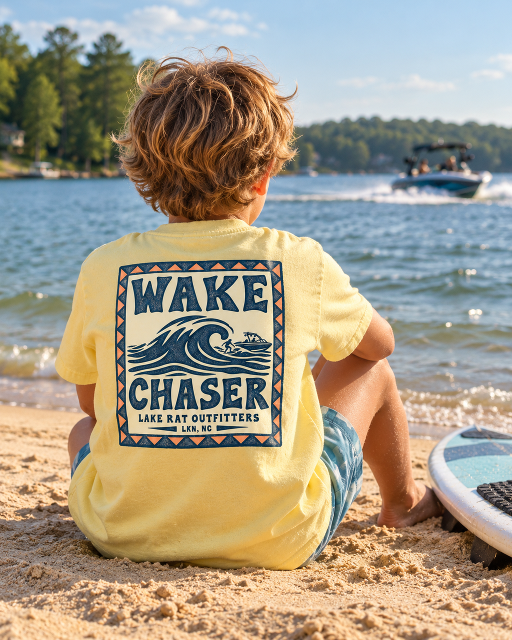 Youth Wake Chaser Tee — Surf Wave Graphic Kids T‑Shirt