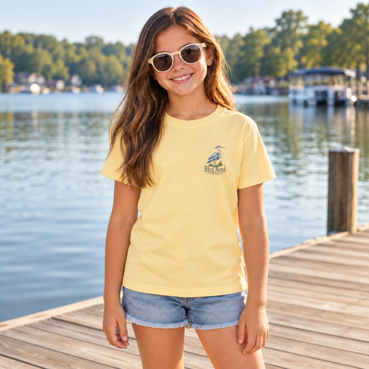 Youth Tee — "Zero Egrets" Heron Graphic