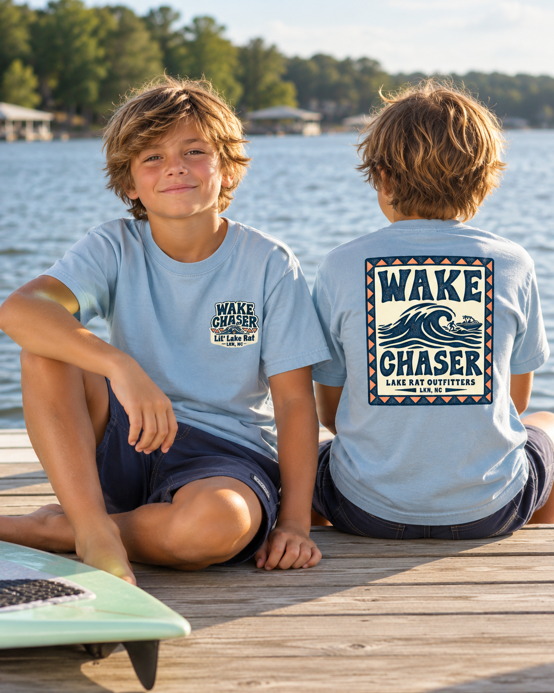 Youth Wake Chaser Tee — Surf Wave Graphic Kids T‑Shirt