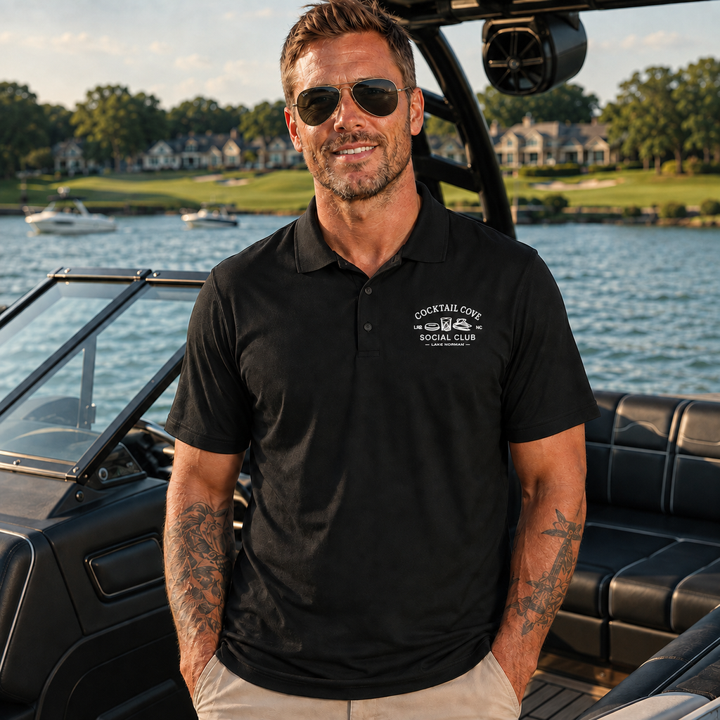 Cocktail Cove Social Club Polo Shirt — Branded Bar & Bartender Work Polo