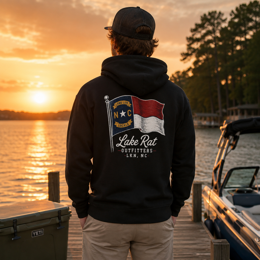 North Carolina Flag Hoodie — Lake Rat Outfitters Pullover